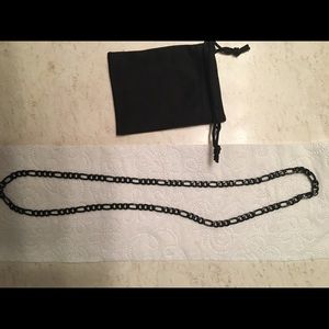 All black Metallic necklace/ never used/ w/bag